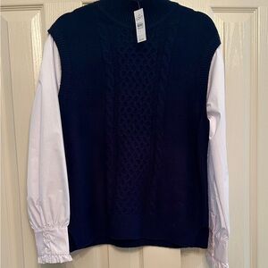 LOFT Dark Blue Cowl Neck Sweater Vest
